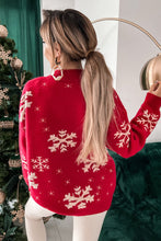 Load image into Gallery viewer, Red Christmas Snowflake Mock Neck Sweater
