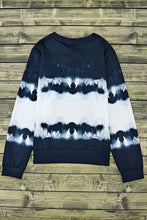 Load image into Gallery viewer, Blue Tie Dye Lace Up V-Neck Long Sleeve Top
