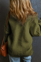 Load image into Gallery viewer, Pickle Green Ribbed Knit Round Neck Slouchy Chunky Sweater
