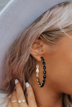 Load image into Gallery viewer, Black Gem Inlay Retro C-shape Earrings
