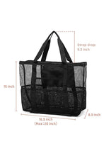 Load image into Gallery viewer, Black Multi-pocket Large Mesh Tote Bag
