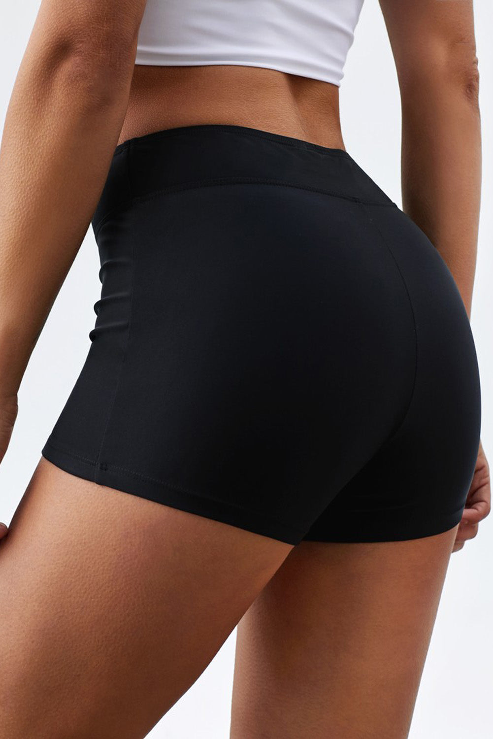 Black Eyelets Waistband Swim Boyshorts