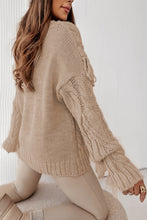 Load image into Gallery viewer, Parchment Tasseled Braided Knit Sweater

