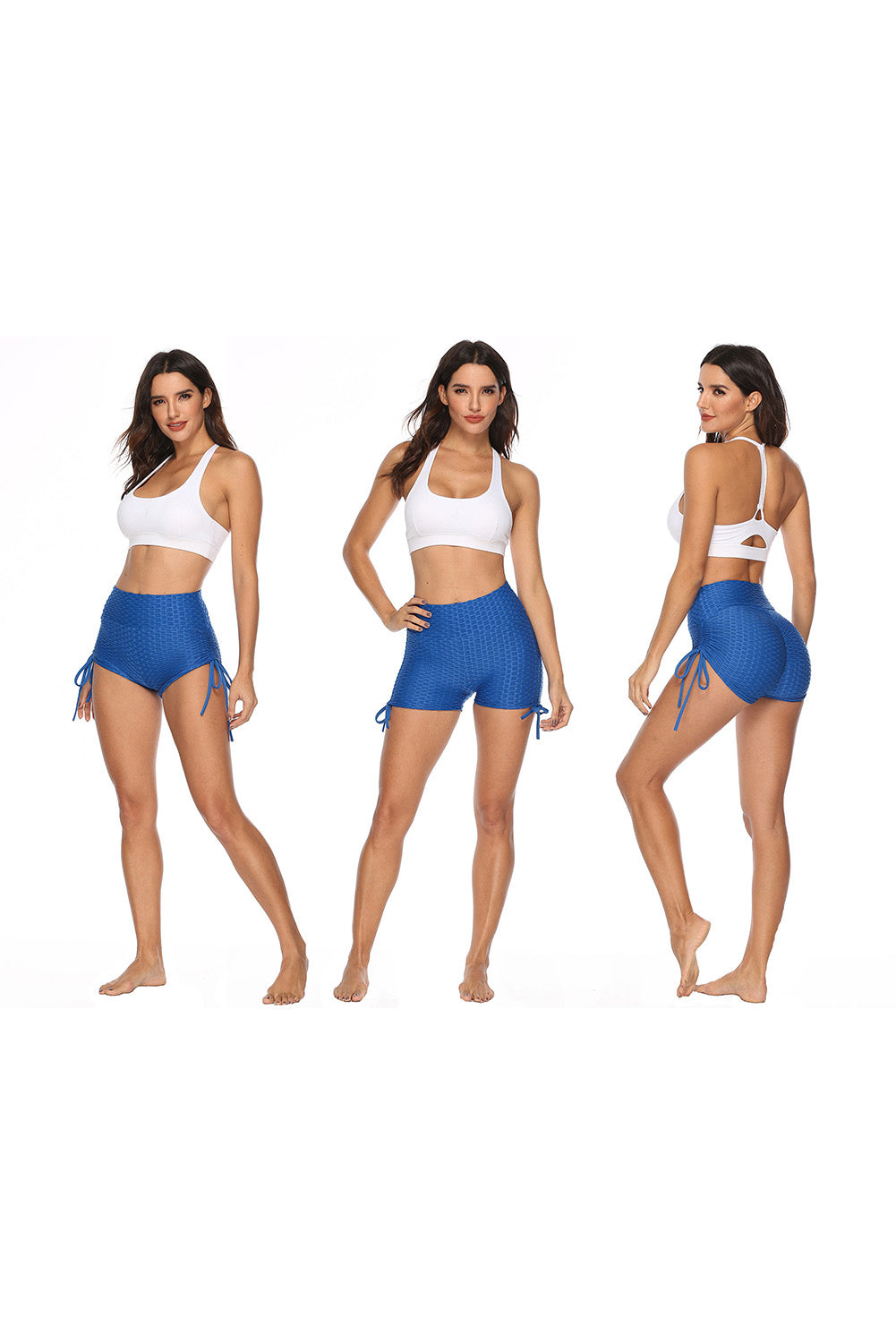 Blue Butt Lifting High Waist Yoga Shorts