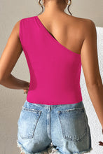 Load image into Gallery viewer, One Shoulder Knotted Sleeveless Top with Asymmetrical Hem
