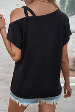 Load image into Gallery viewer, Asymmetric Criss Cross One Shoulder T Shirt
