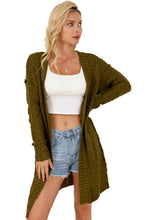 Load image into Gallery viewer, Green Exposed Seam Mixed Knit Drop Shoulder Cardigan
