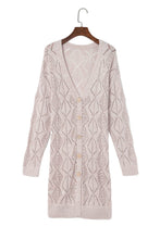 Load image into Gallery viewer, Khaki Hollow-out Openwork Knit Cardigan
