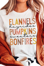 Load image into Gallery viewer, White Flannels Hayrides Pumpkins Sweaters Bonfires Graphic Tee
