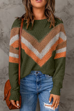 Load image into Gallery viewer, Multicolor Chevron Striped Drop Shoulder Sweater
