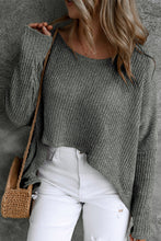 Load image into Gallery viewer, Carbon Grey Slouchy Dolman Sleeve High Low Sweater
