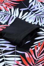 Load image into Gallery viewer, Red Leaves Print Zip-up Long Sleeve Surf Rash Guard Swimwear
