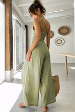 Load image into Gallery viewer, Green Asymmetric Thin Straps One-shoulder Wide Leg Jumpsuit
