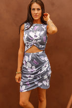 Load image into Gallery viewer, Floral Print Hollow Out Wrap Tie Mini Dress
