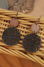 Load image into Gallery viewer, Black Hollow Out Wooden Round Drop Earrings
