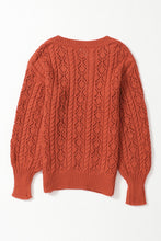 Load image into Gallery viewer, Orange Exquisite Knitted Drop Shoulder Puff Sleeve Sweater
