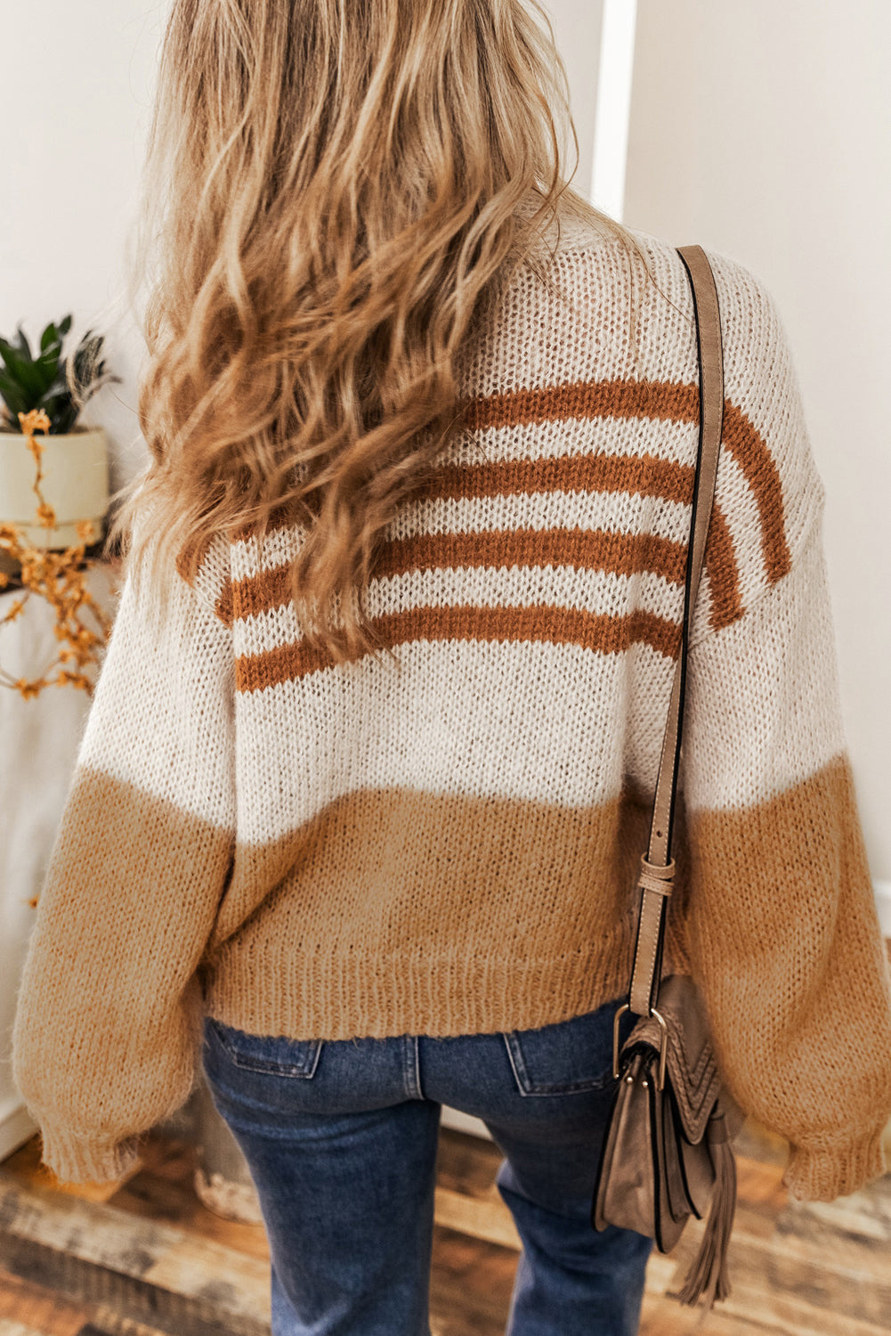 Flaxen Colorblock Striped Open Cardigan