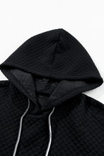 Load image into Gallery viewer, Black Drawstring Kangaroo Pocket Quilted Hooded Dress
