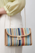 Load image into Gallery viewer, Iceland Blue Striped Crochet Flapped Single Shoulder Bag
