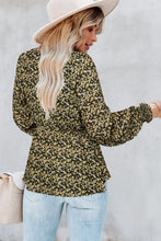 Load image into Gallery viewer, Cute Floral Print Front Tie Ruffled Long Sleeve Blouse
