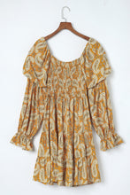 Load image into Gallery viewer, Yellow Boho Paisley Long Sleeve Floral Dress
