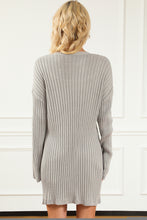 Load image into Gallery viewer, Gray Loose Ribbed Knit Pocketed Open Cardigan
