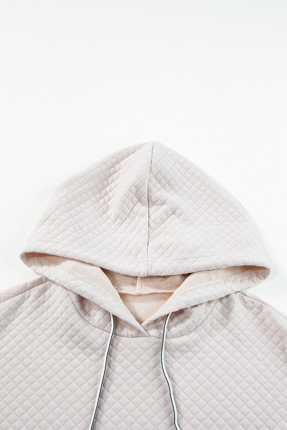 Parchment Drawstring Kangaroo Pocket Quilted Hooded Dress