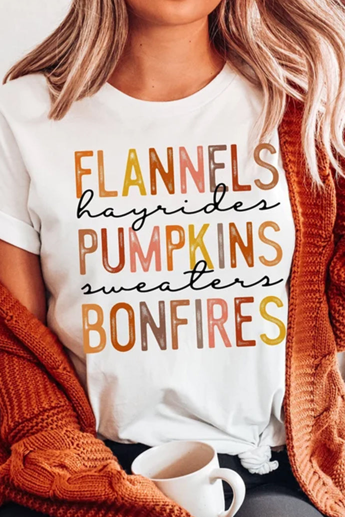 White Flannels Hayrides Pumpkins Sweaters Bonfires Graphic Tee