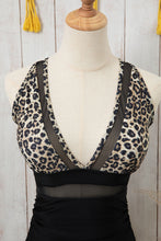 Load image into Gallery viewer, Brown Leopard Mesh Insert V Neck High Waist Monokini
