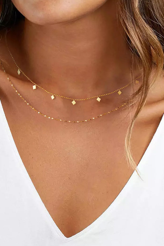 Gold Double-Layered Skinny Alloy Necklace