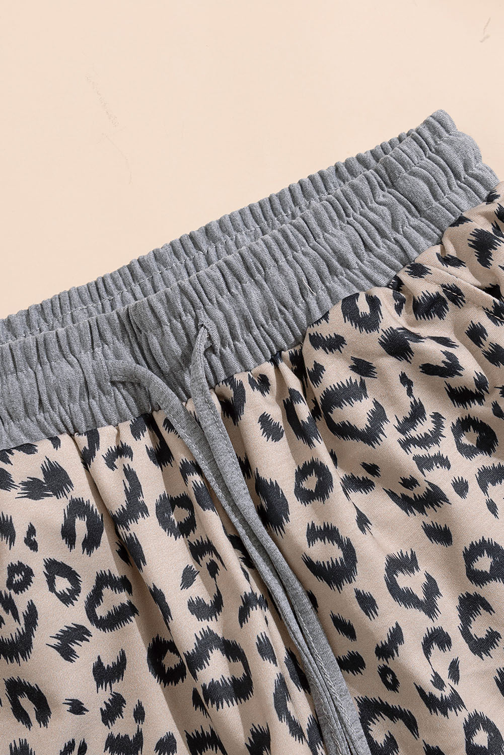 Leopard Print Drawstring Waist Shorts