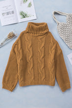 Load image into Gallery viewer, Cuddle Weather Cable Knit Handmade Turtleneck Sweater
