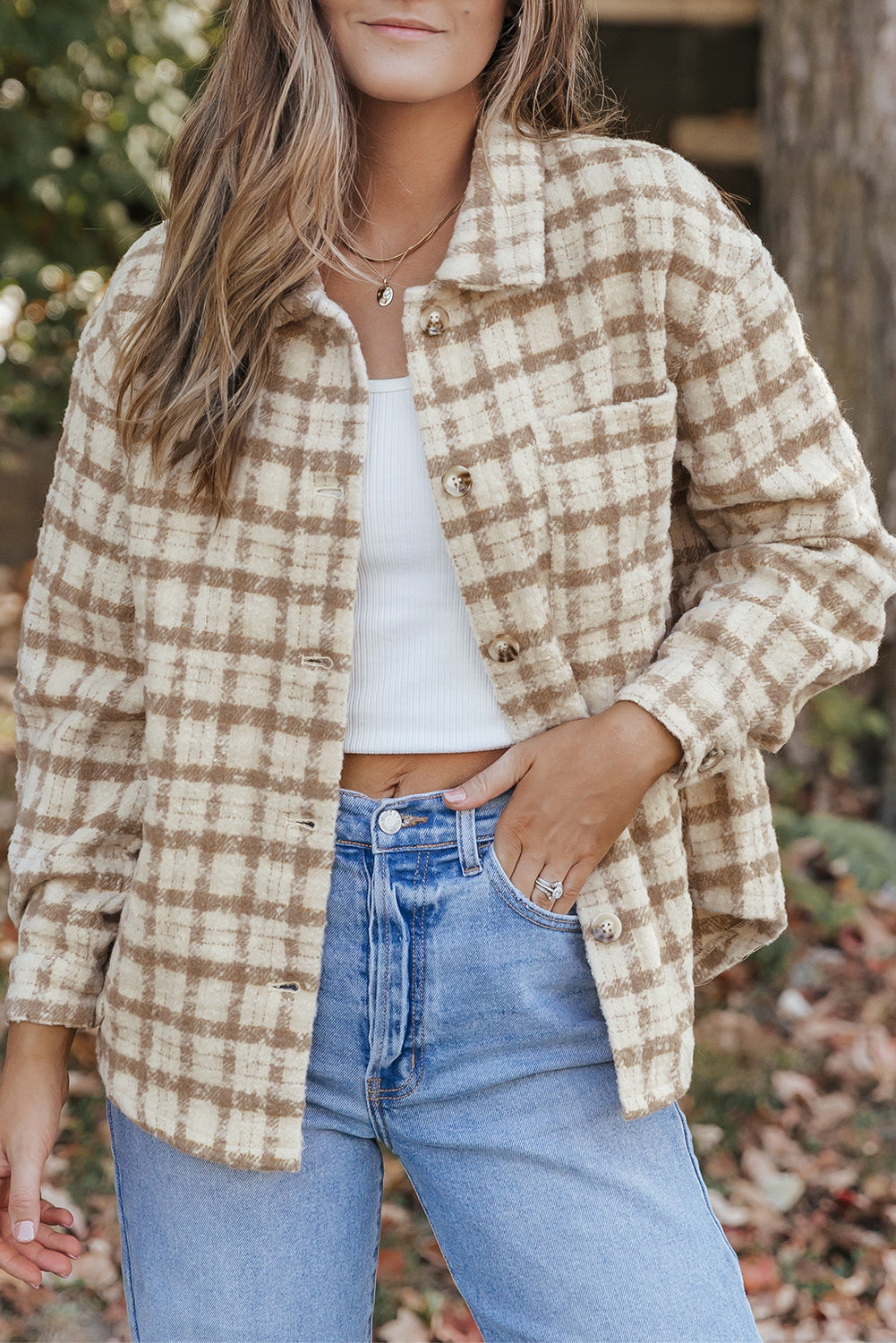 Vintage Plaid Big Chest Pocket Shacket