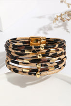Load image into Gallery viewer, Brown Multi-layer Leopard Beaded Magnet Buckle Bracelet

