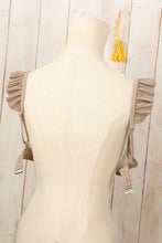 Load image into Gallery viewer, Pale Khaki Wavy Textured Ruffled Straps Twist Bikini Swimsuit
