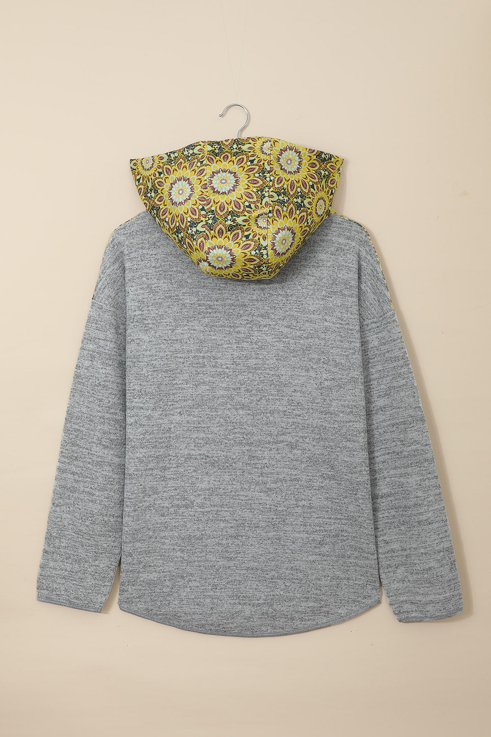 Gray Tribal Print Vintage Drawstring Hoodie