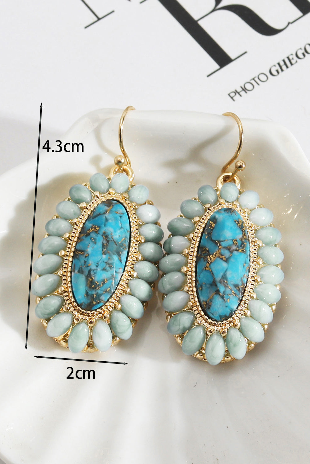 Vintage Western Turquoise Oval Earrings