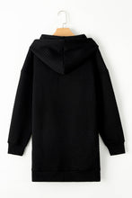 Load image into Gallery viewer, Black Drawstring Kangaroo Pocket Quilted Hooded Dress
