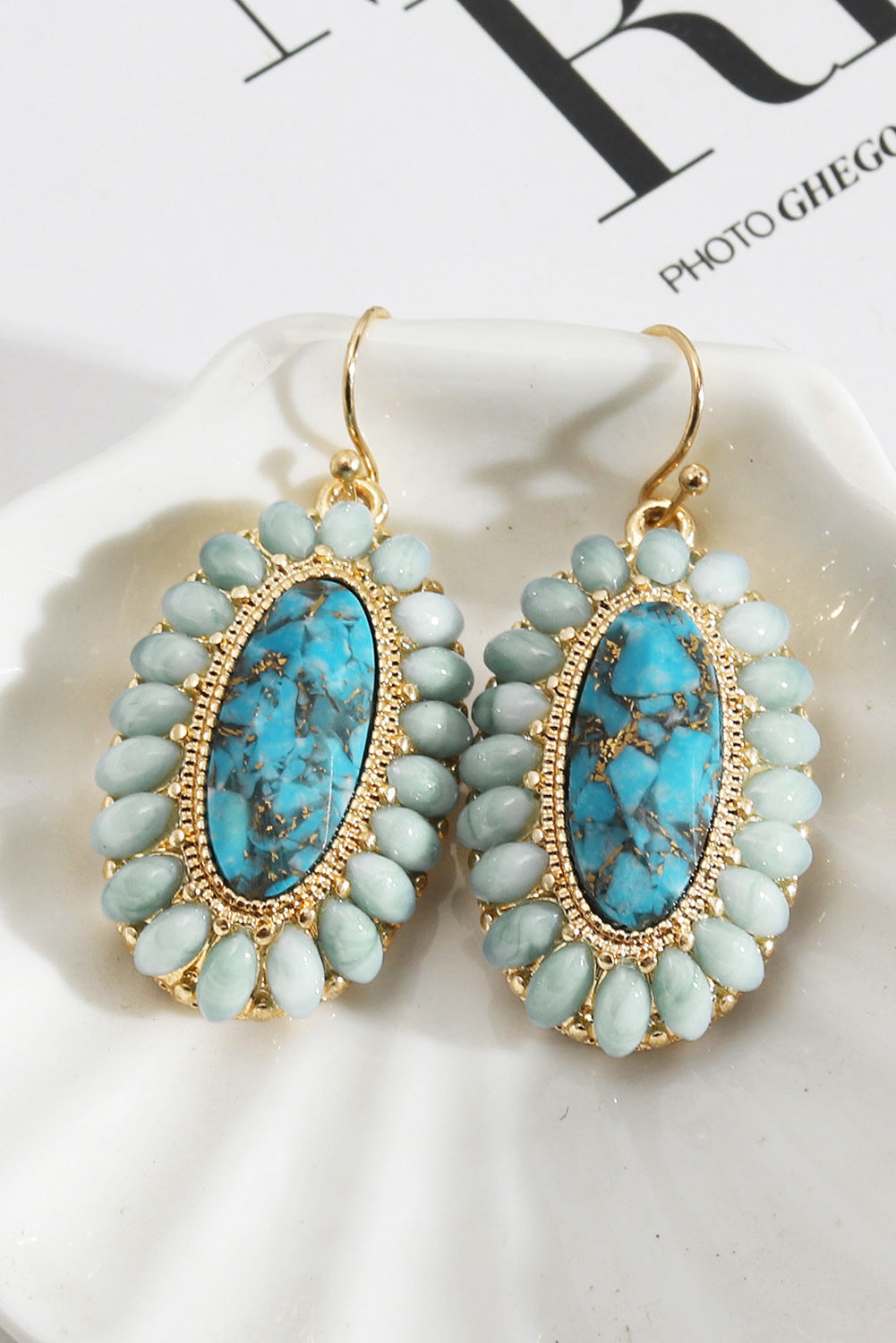 Vintage Western Turquoise Oval Earrings