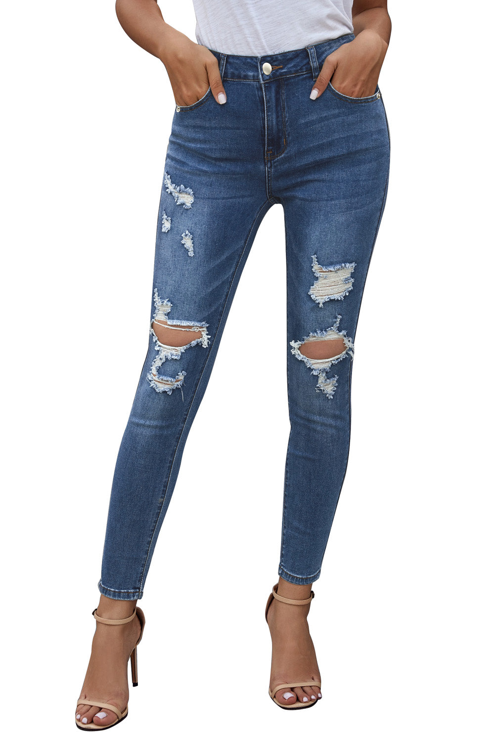 Hollow Out Vintage Skinny Ripped Jeans