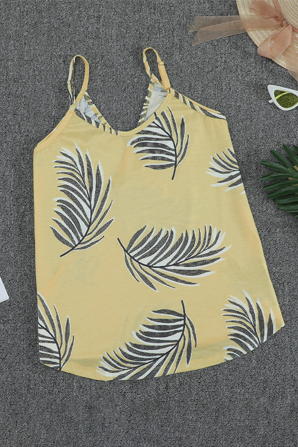 Tropical Leaf Pattern Tank Top