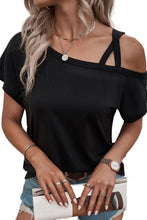 Load image into Gallery viewer, Asymmetric Criss Cross One Shoulder T Shirt
