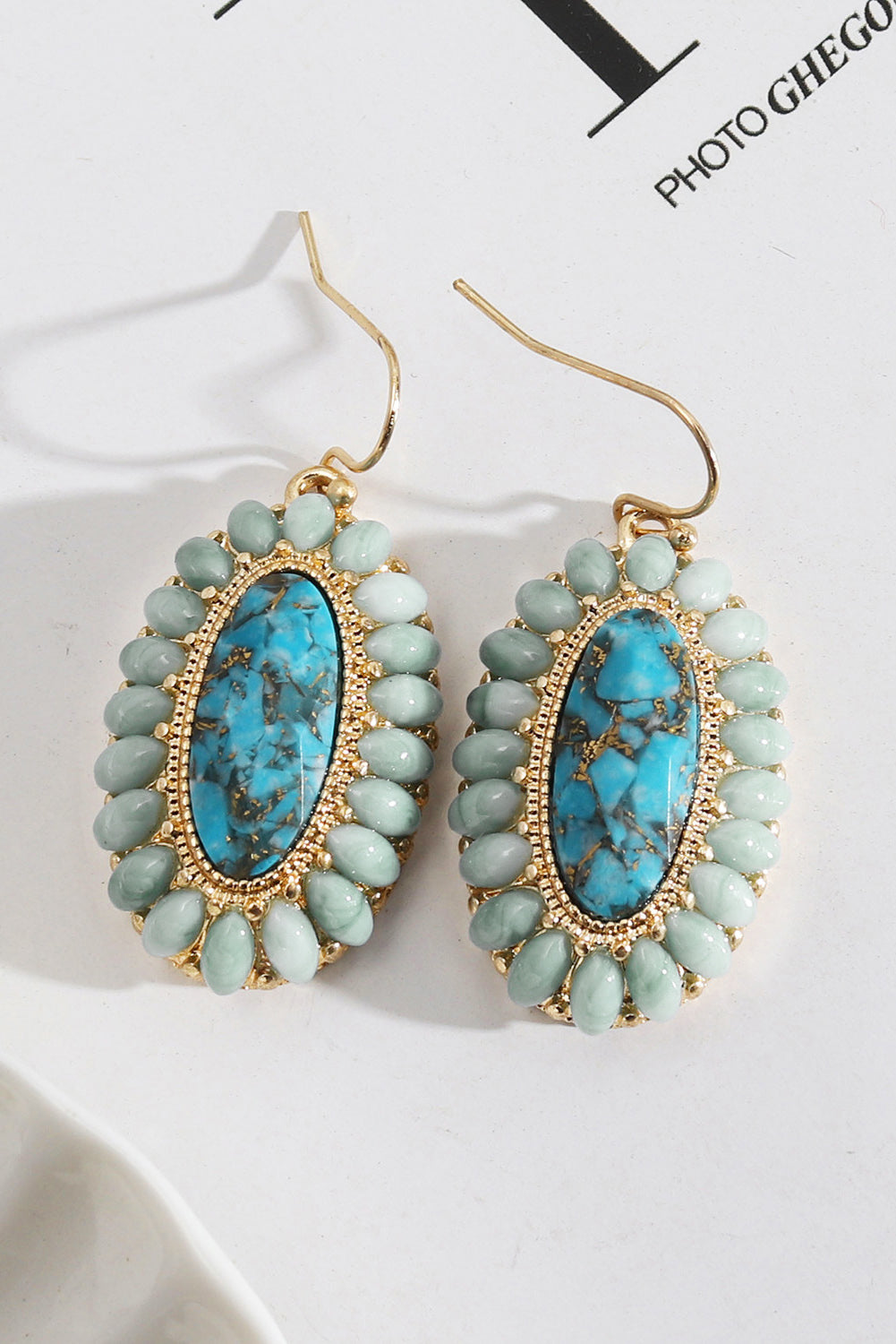 Vintage Western Turquoise Oval Earrings