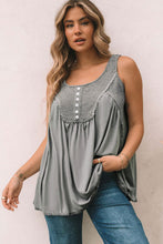 Load image into Gallery viewer, Waffle Knit Panel Babydoll Sleeveless Top
