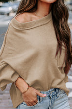 Load image into Gallery viewer, Apricot Raw Edge Patch Pocket Exposed Seam Loose Sweater
