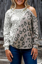 Load image into Gallery viewer, Print Long Sleeve Shirt One Side Cold Shoulder Top
