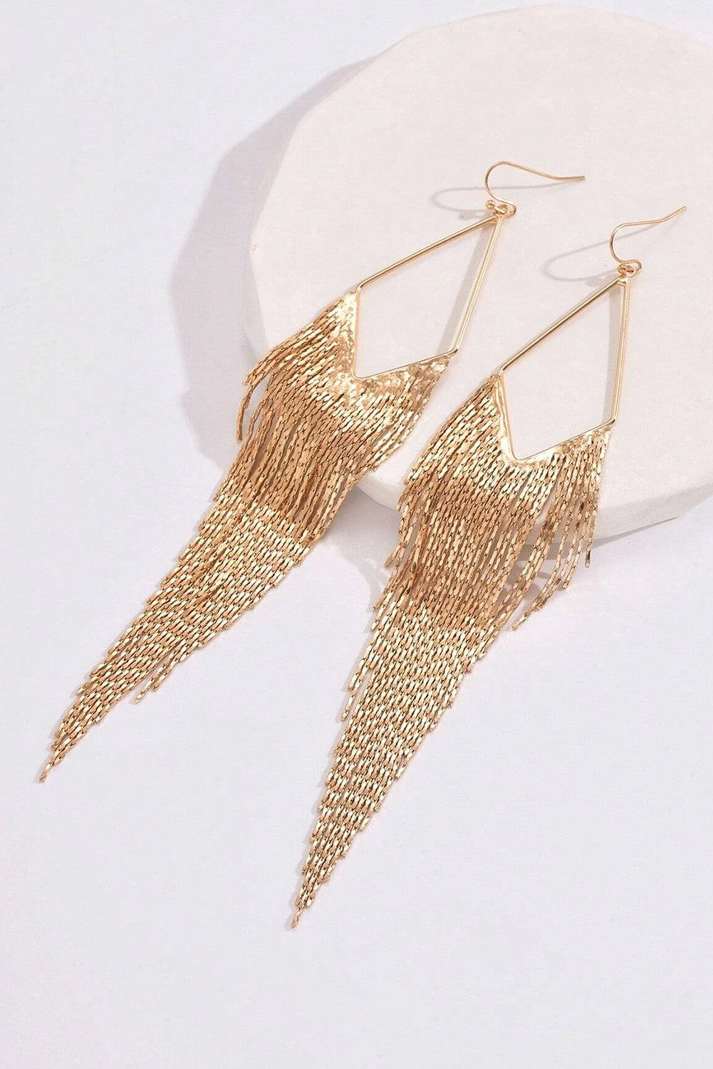 Gold Tassel Long Chain Dangle Earrings