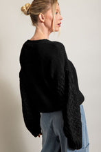 Load image into Gallery viewer, Black Cable Knit Sleeve Drop Shoulder Sweater
