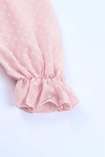 Load image into Gallery viewer, Pink Layered Ruffled Open Back Puff Sleeve Swiss Dot Mini Dress
