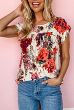 Load image into Gallery viewer, Floral Short Sleeve Round Neck Blouse
